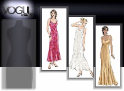 7824 VOGUE LONG FLARE GODET SLIP DRESS LENGTHS PATTERN 6-22 3 sizes choice